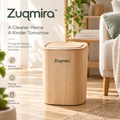 Zuqmira™ Wood Grain Trash Can with Lid – Modern Minimalist Wastebasket for Living Room, Bedroom &amp; Office