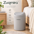 Zuqmira™ Compact Swing-Top Trash Can – Modern Small Wastebasket for Bedroom, Bathroom, Office &amp; Beside Nightstand (Matte Grey)
