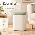 Zuqmira™  Modern Trash Can with Soft-Close Lid – Stylish Minimalist Waste Bin for Living Room, Bedroom &amp; Office (Sage Green &amp; Cream)