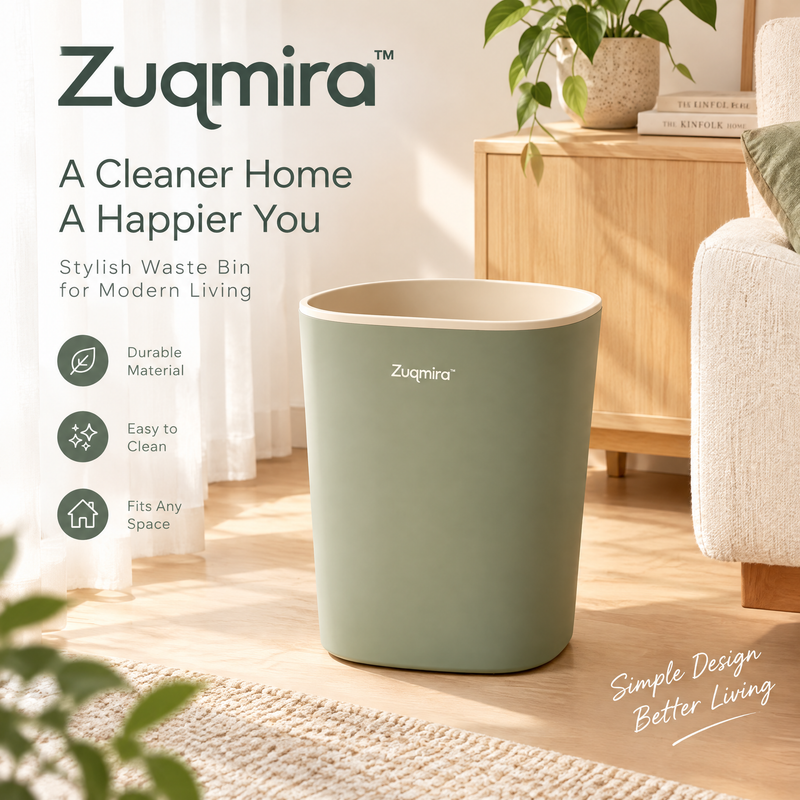 Zuqmira™ Stylish Modern Waste Bin - Minimalist Open-Top Trash Can for Home, Bedroom &amp; Office