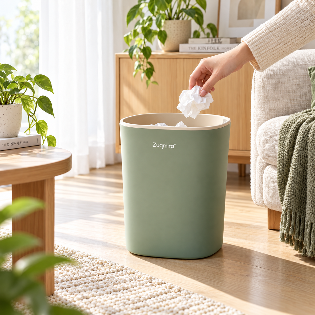 Zuqmira™ Stylish Modern Waste Bin - Minimalist Open-Top Trash Can for Home, Bedroom &amp; Office